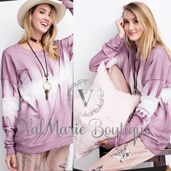 LAST 1! Mauve Tie Dye French Terry Sweatshirt - Picture 3 of 3